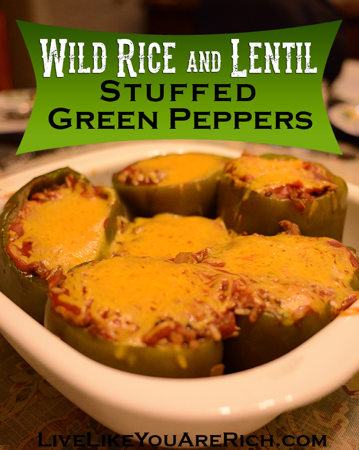 Wild Rice and Lentil Beef Stuffed Green Peppers