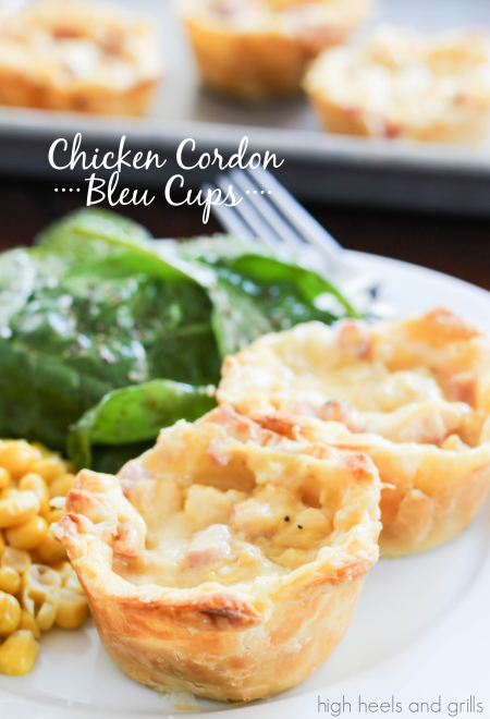 Chicken Cordon Bleu Cups. Easy dinner recipe. highheelsandgrills.com