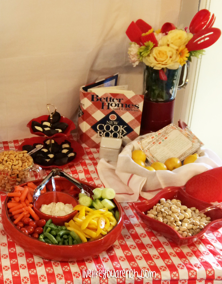 Food and decor at a Kitchen Themed Bridal Shower