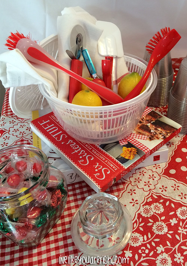 cookbooks and saladspinner Kitchen Themed Bridal Shower