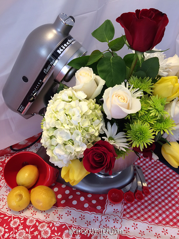 Kitchenaid with bouquet of flowers