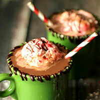 Truffle Peppermint Hot Chocolate Floats