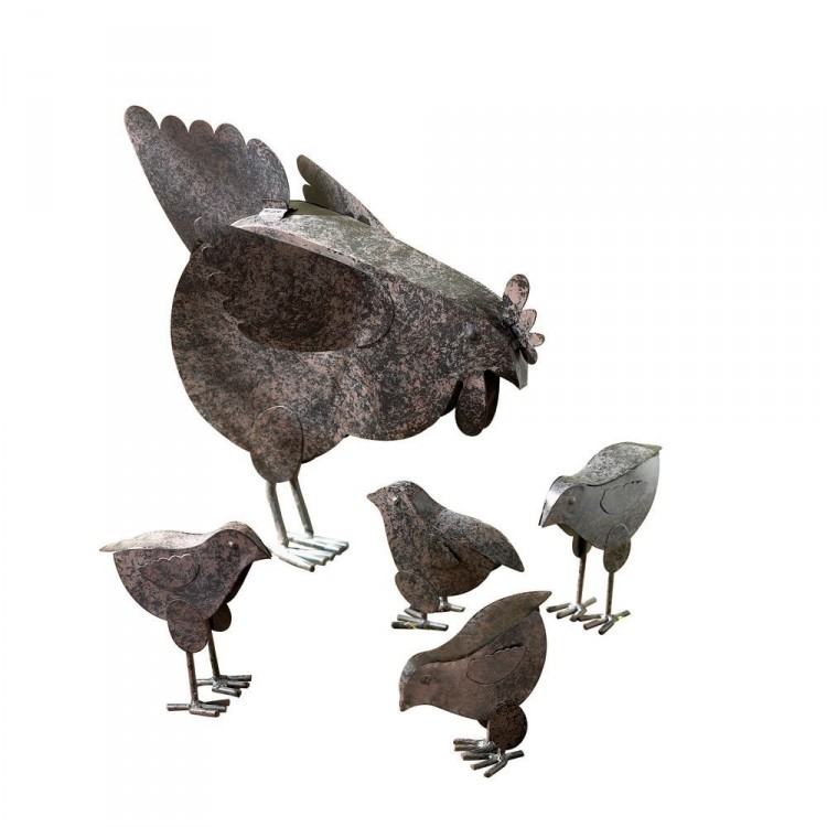 hen and chicks sculpture set
